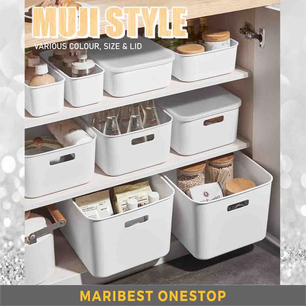 MULTIPURPOSE MUJI STORAGE BOX ORGANIZER BASKET WITH LID PORTABLE STYLE SIMPLE HOME OFFICE