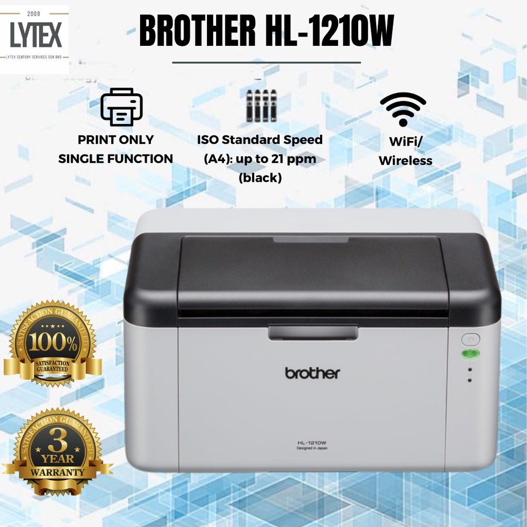 Ready Stock 100 Original Wireless Mono Chrome Laser Printer Brother Hl 1210w Warranty 3920