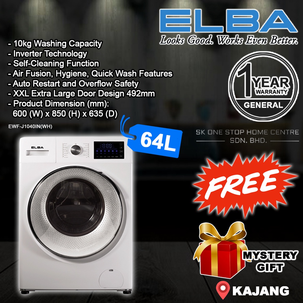 ELBA FRONT LOADING WASHER (WHITE) EWFJ1040IN(WH) Shopee Malaysia