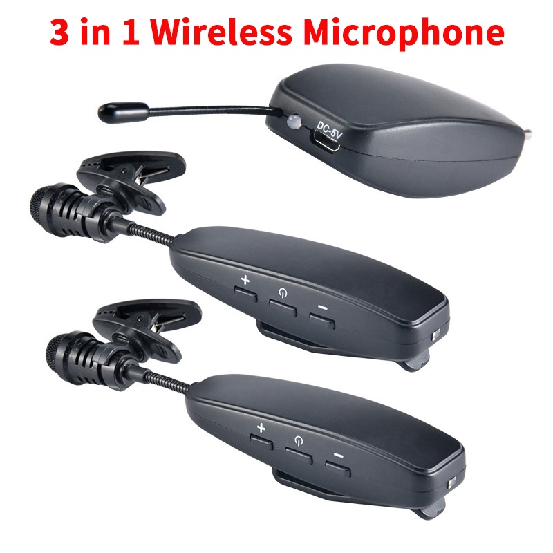 Wireless Microphone Lavalier Mic System UHF Multifunctional Wireless Lapel Microphone for Camera Phone Recording Speaker