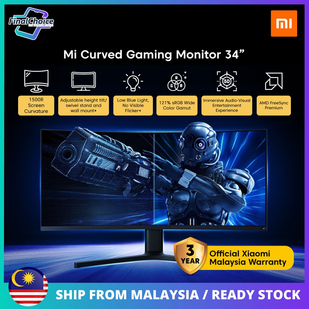 [Global Version] Xiaomi Mi Curved Gaming Monitor 34" Ultra Wide WQHD ...
