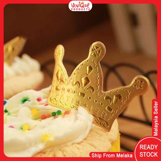 Ready Stock 50pcs Golden  Cake Cupcakes Topper Crown 
