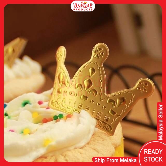 Ready Stock 50pcs Golden Cake Cupcakes Topper Crown Ready Stock 50pcs Golden Cake Cupcakes Topper Crown