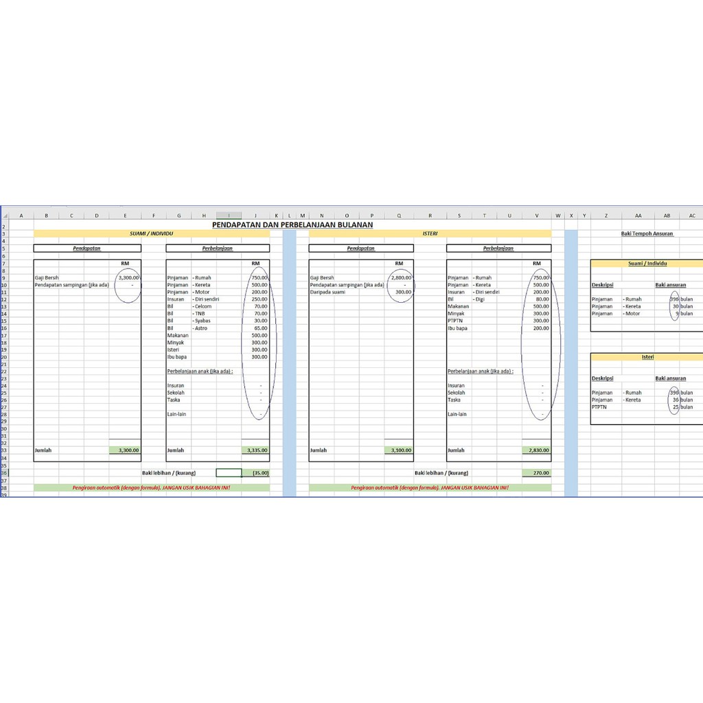 Income Tax Excel Templete / Jadual Cukai Pendapatan (GOT BOTH ENGLISH AND MALAY VERSION)