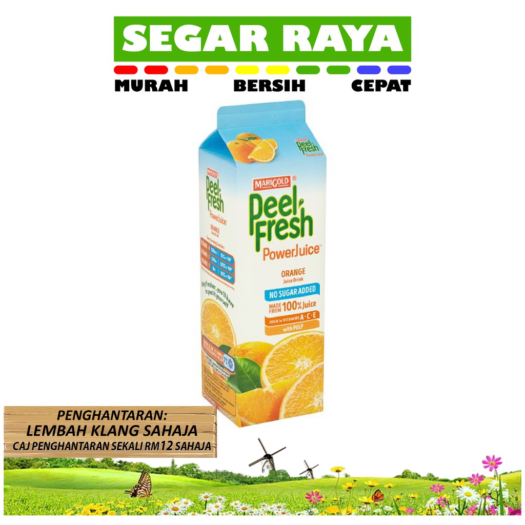 Jus Marigold Peel Fresh PowerJuice Orange Juice Drink (1L)  Segar Raya