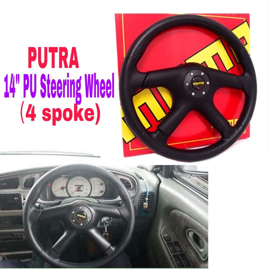 READY STOCK !!! MOMO Putra PU sport racing steering wheel car universal