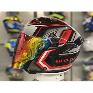 Kyt Nfj Honda Demon Helmet Red White Double Visor Shopee Malaysia