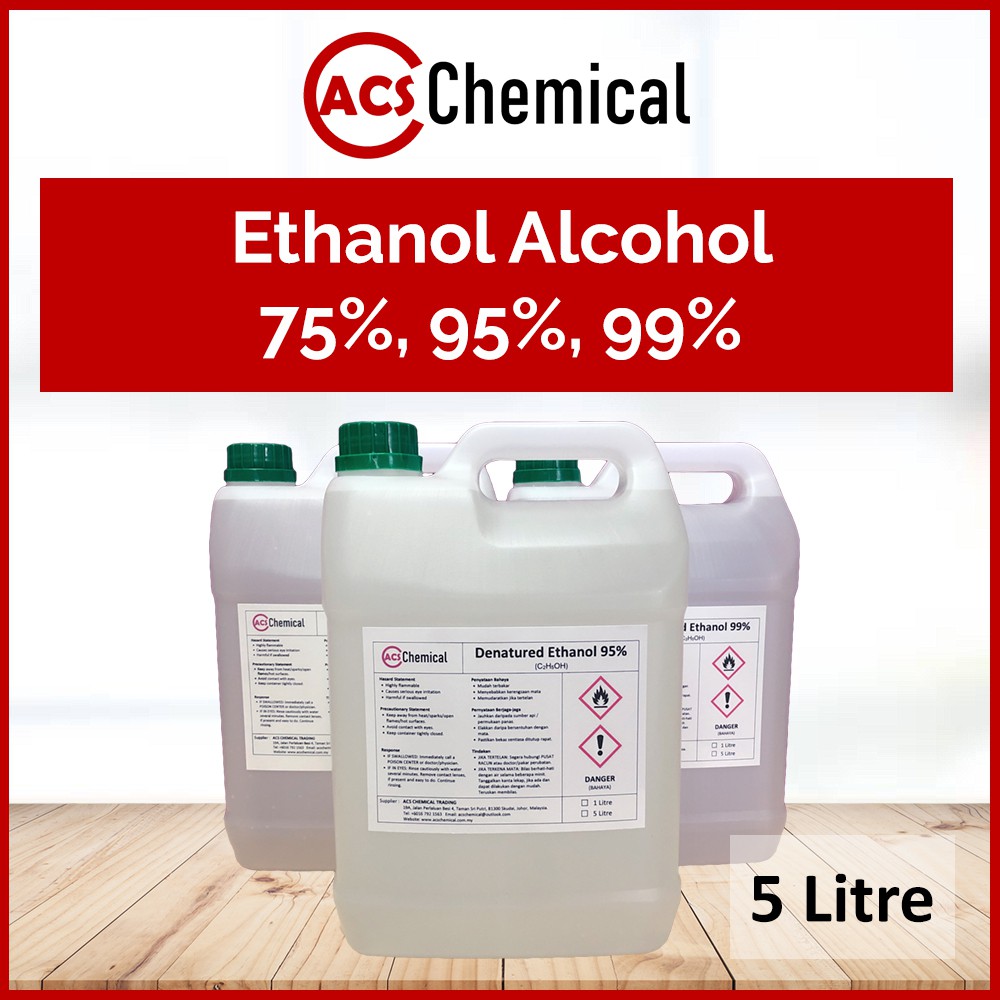 5000ml Ethanol Alcohol 75 95 99 Denatured Alcohol Ready Stock