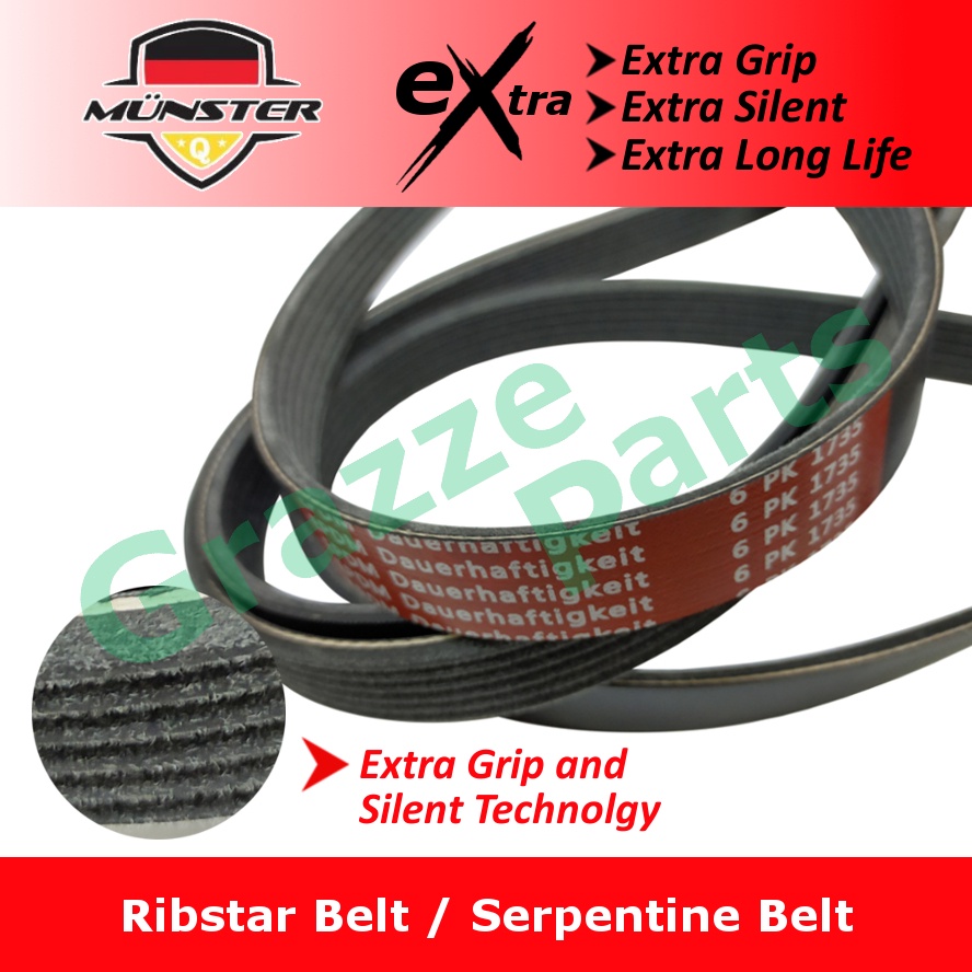 Münster Rib Ribstar Fan Belt 6PK1735 for Perodua Alza 1.5 (9004A-91054)