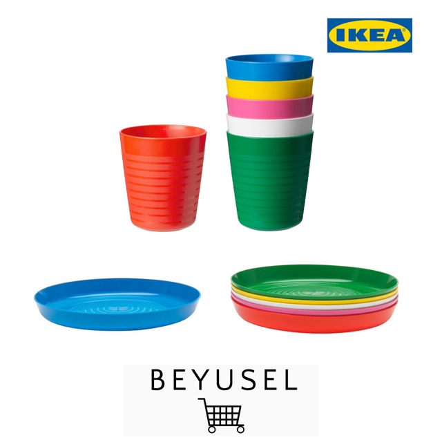 Ikea Kalas Set Pinggan Dan Cawan 12 Pcs Kanak2 Pelbagai Colour Shopee Malaysia