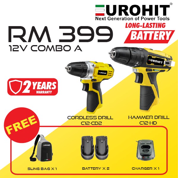 Eurohit 12v CORDLESS DRILL Cordless lmpact Driver Hammer Drill