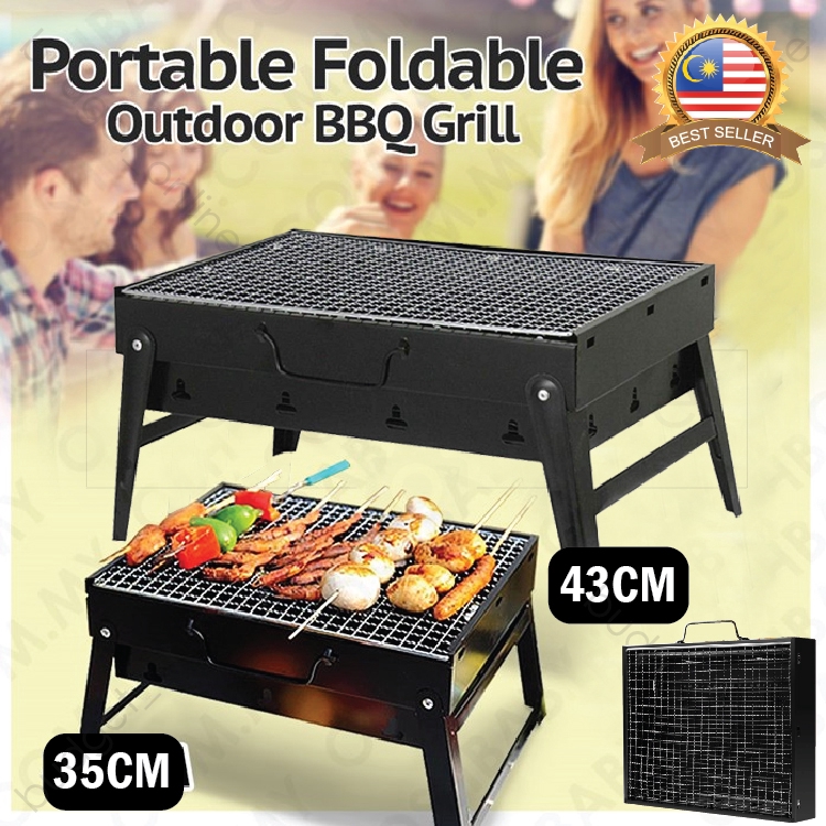 (BLACK) Portable Foldable Charcoal Barbecue Grill Stove Picnic ...