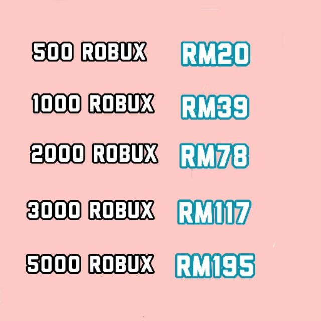 Roblox Robux Package 500 Robux Shopee Malaysia - how much does 1000 robux cost in malaysia