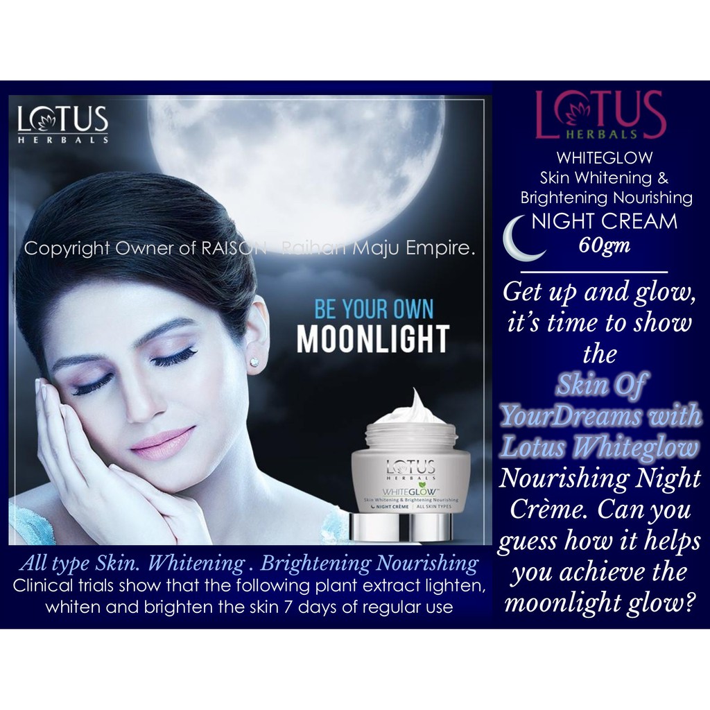 lotus herbals whiteglow skin whitening and brightening nourishing night cream