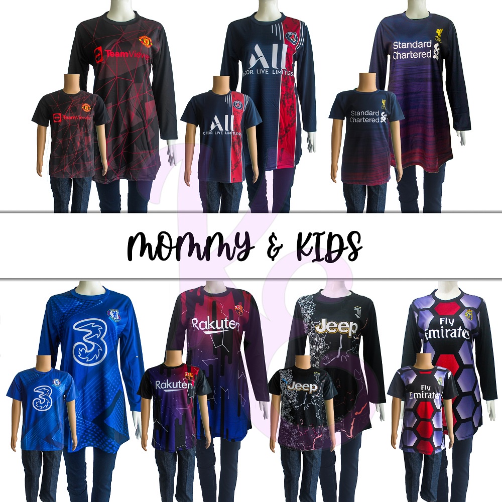 (KIKI)MOM & KIDS BAJU BOLA SEPAK MUSLIMAH/JERSEY WOMEN/LADY FOOTBALL FAMILY-SET(BLOUSE SOCCER PEREMPUAN/BUDAK KELUARGA)