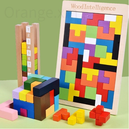 【ready stock】Wooden Intelligence Russian Puzzle Block Boarding Game Wooden Tetris Educational Games Permainan Kanak