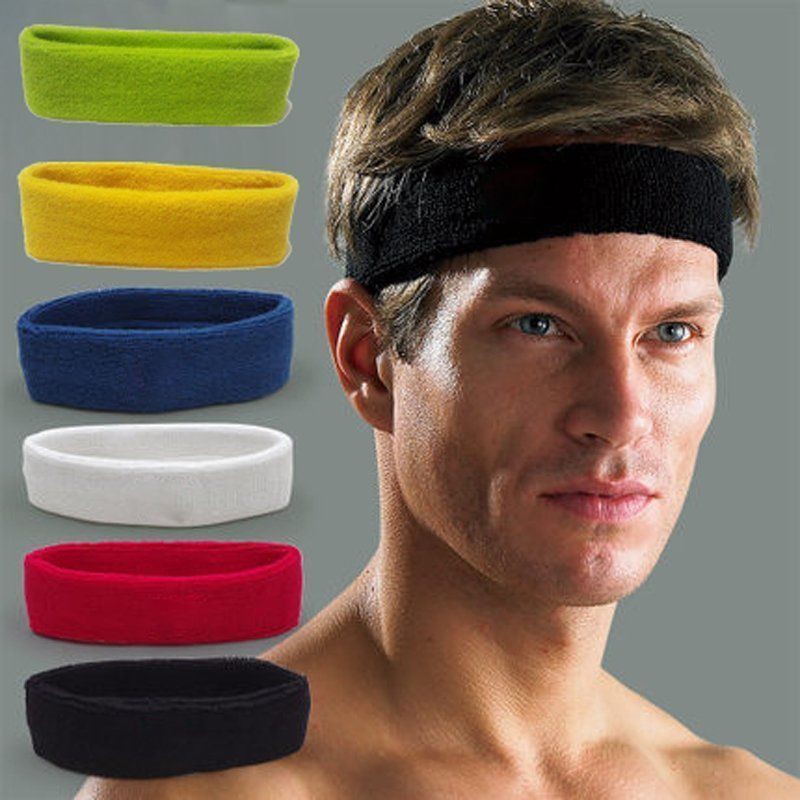 Unisex Sport Cotton Sweatband Headband Yoga Hairband Gym Stretch Head Bands Strong Elastic Fitness Basketball Band/运动头带