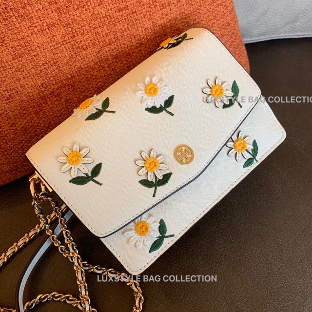 ? Authentic Original Tory Burch Robinson Embroidered Shoulder Bag Ivory  White | Shopee Malaysia