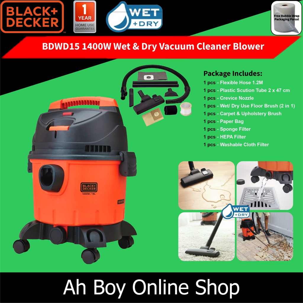BLACK & DECKER BDWD15 1400W Wet & Dry Vacuum Cleaner Blower 15L with