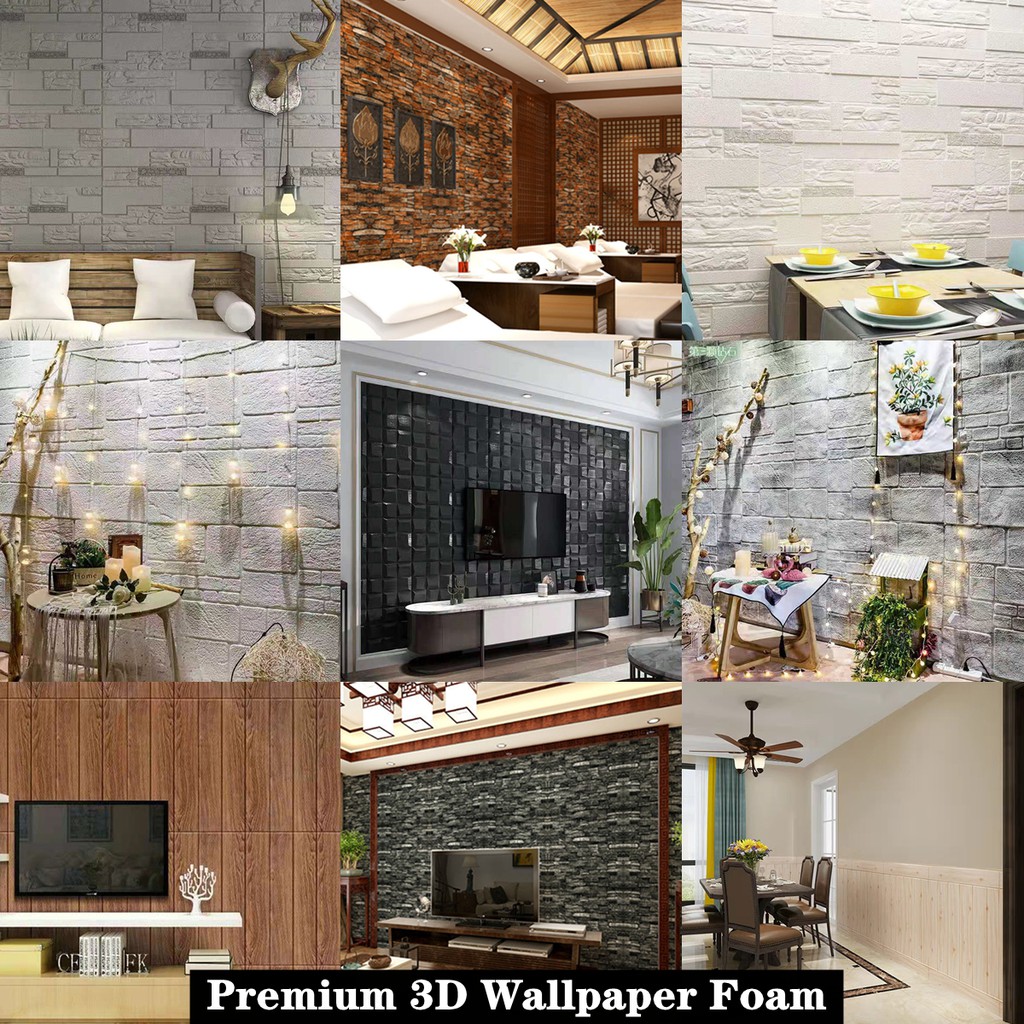 70*70CM 3D WallPaper Foam Stickers, Brick Grain, Wood Grain Ceiling Living  Room Bedroom Roof Wall Papers Self-adhesive | Shopee Malaysia