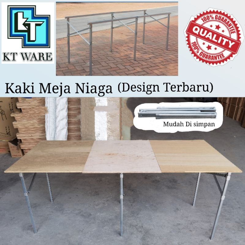 KT WARE NIGHT Market Foldable Table Rack Market Folding Table Stand Plywood Kaki Meja Besi Lipat Pasar MALAM NIAGA