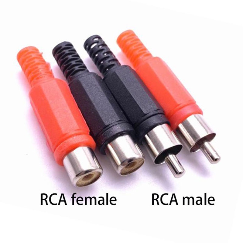 10PCS RCA Plastic Male Female Jack Connector Adapter Solder Audio Video AV Plug Handle Plugs Channel Dual Welding Tool