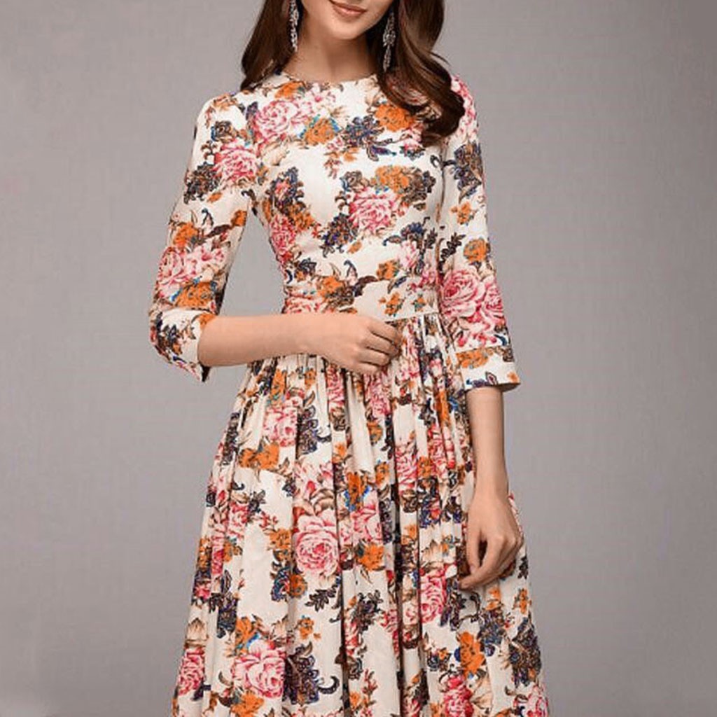 floral print dresses knee length