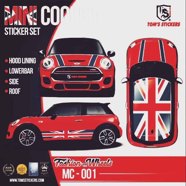 Mini Cooper Body Stickers Set Shopee Malaysia