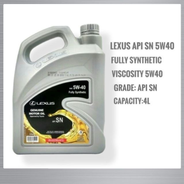 Lexus Toyota Perodua 5W40 API - SN Fully Synthetic Engine 