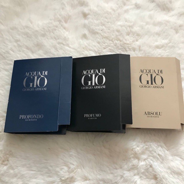 VIAL | SAMPLE PERFUME GIORGIO ARMANI ACQUA DI GIO PROFUMO | GIO ABSOLU |  GIO PROFONDO EDP  SPRAY FOR MEN ❤️ | Shopee Malaysia