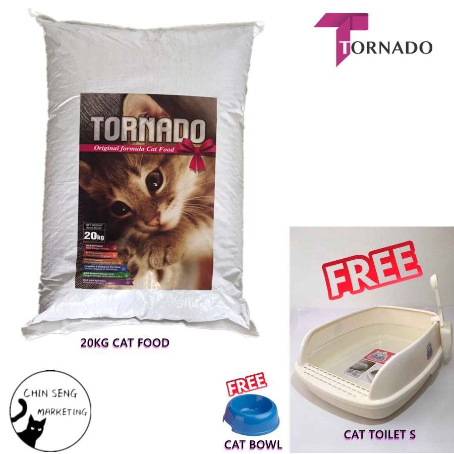 Best Buy Tornado Cat Food 20kg Free Bread Size S And Big Cat Bowl Shopee Malaysia