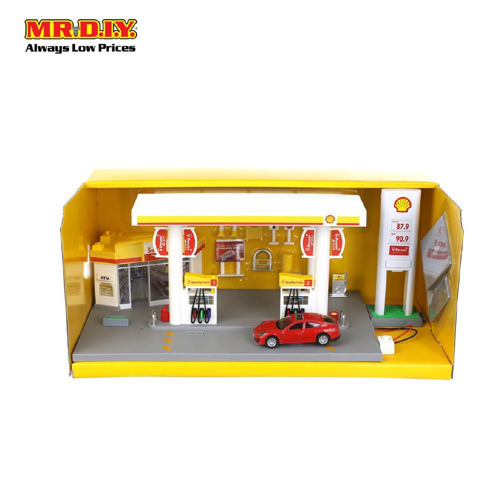 Toy Car Rmz City Shell Station 1:64 Scale Sound +Light Service Gas