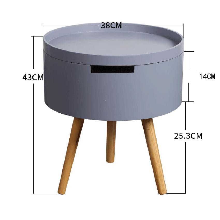 3 Legs Wood End Table Modern Round Coffee Table With Drawer