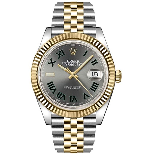 Rolex Datejust 41 Slate Dial Men's Luxury Watch on Yellow Rolesor Jubilee Bracelet 126333
