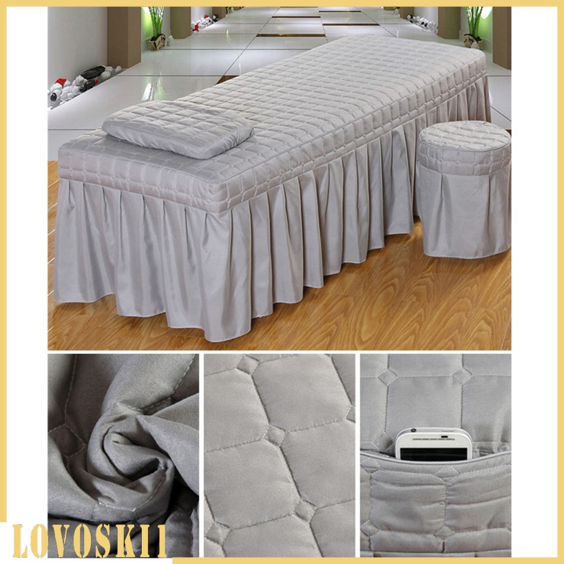 Massage Table Skirt Sheet Pillowcase Stool Cover Beauty Linen 73x28" Red_2 