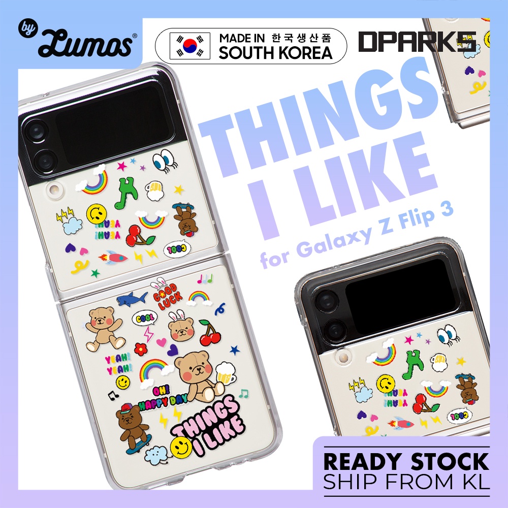 Dparks Things I Like Clear Samsung Galaxy Z Flip 3 Full Protective Phone Case or Casing