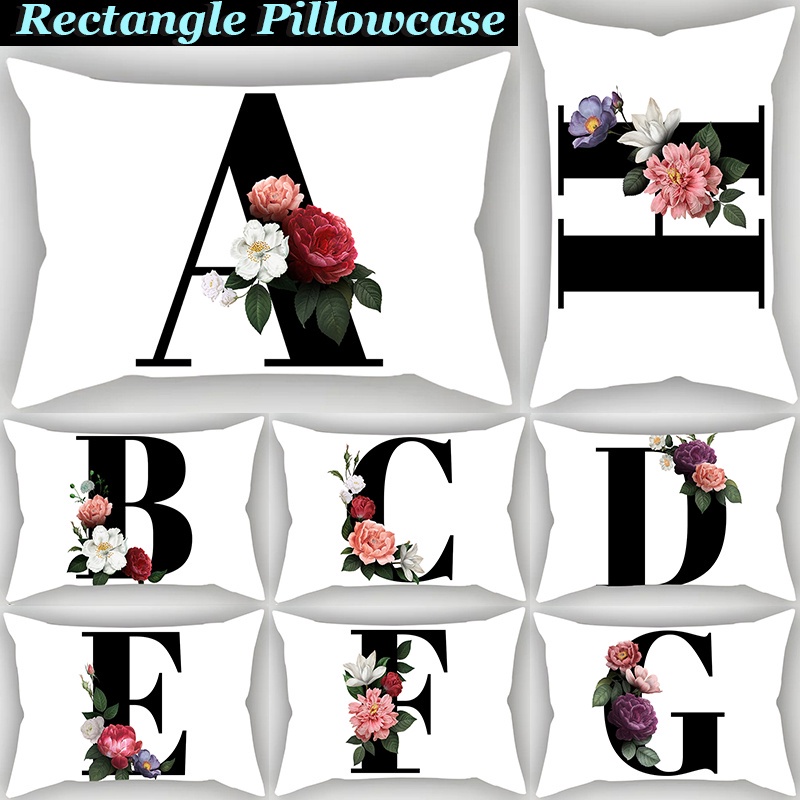 English Alphabet Pillow Case Black and White Capital Letters Single