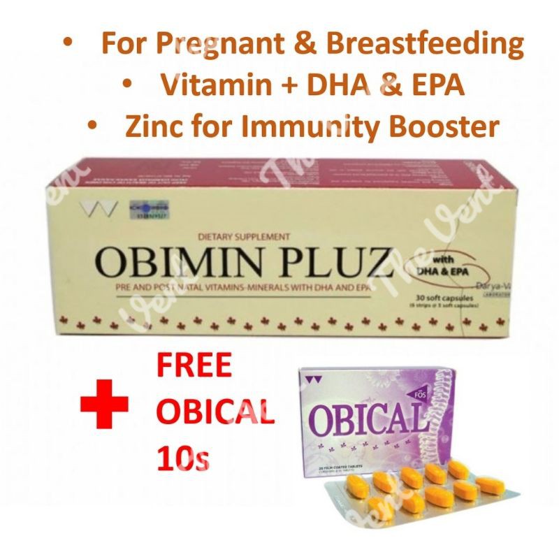 FREE OBICAL 10s + OBIMIN PLUZ PRENATAL VITAMIN 30S (FOR PREGNANCY