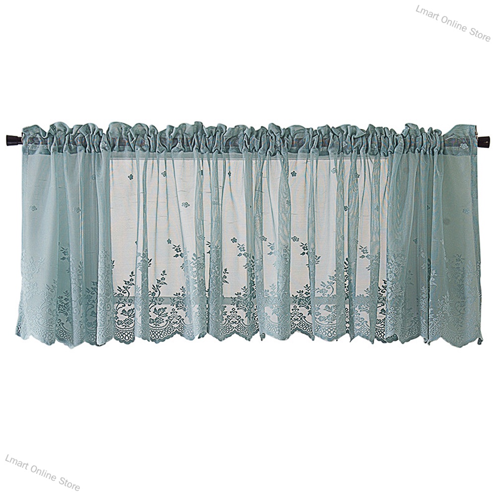 Lmart Online Store Modern Lace Hem Roman Short Window Curtain for Coffee Kitchen Cabinet Home Decor