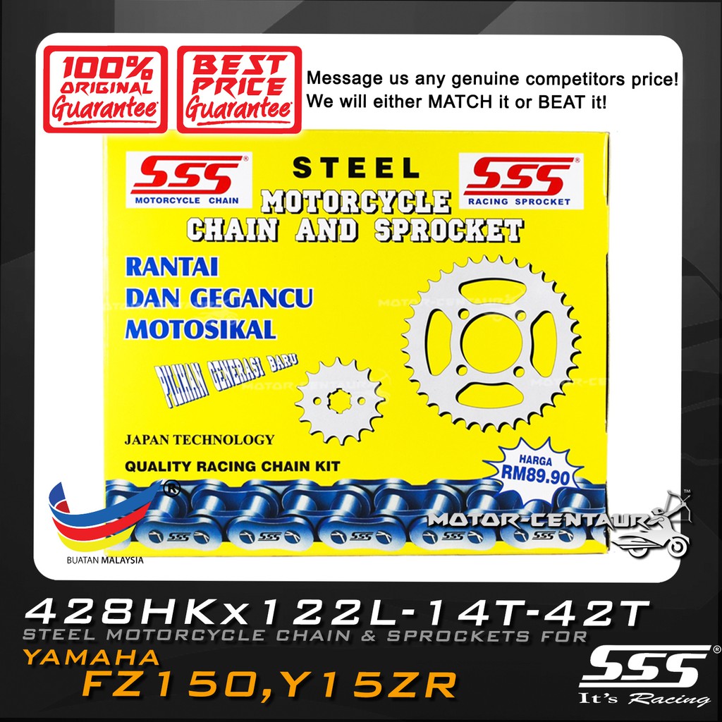 RANTAI DAN SPROCKET SET SSS CHAIN & SPROCKETS 428HK X 122L/14T/42T FOR ...