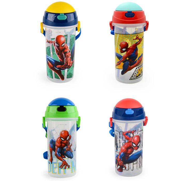 Spiderman Kids Toddler BPA Free Water Bottle with Straw + Strap (550ml