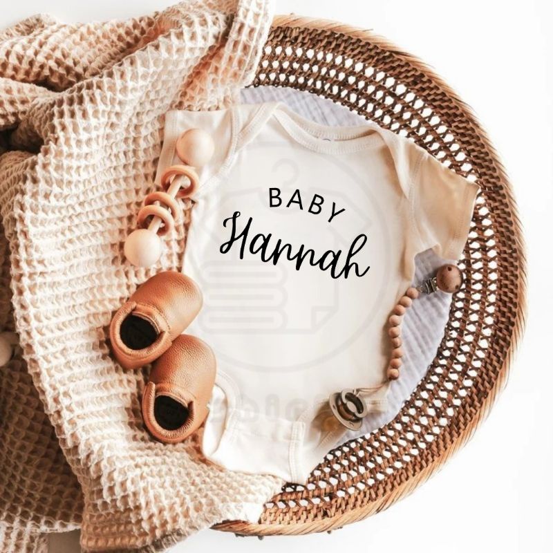 Personalized Baby Name Onesie Custom Printing Name Romper | Pregnancy Announcement Name Baby Onesie | Hadiah Baby