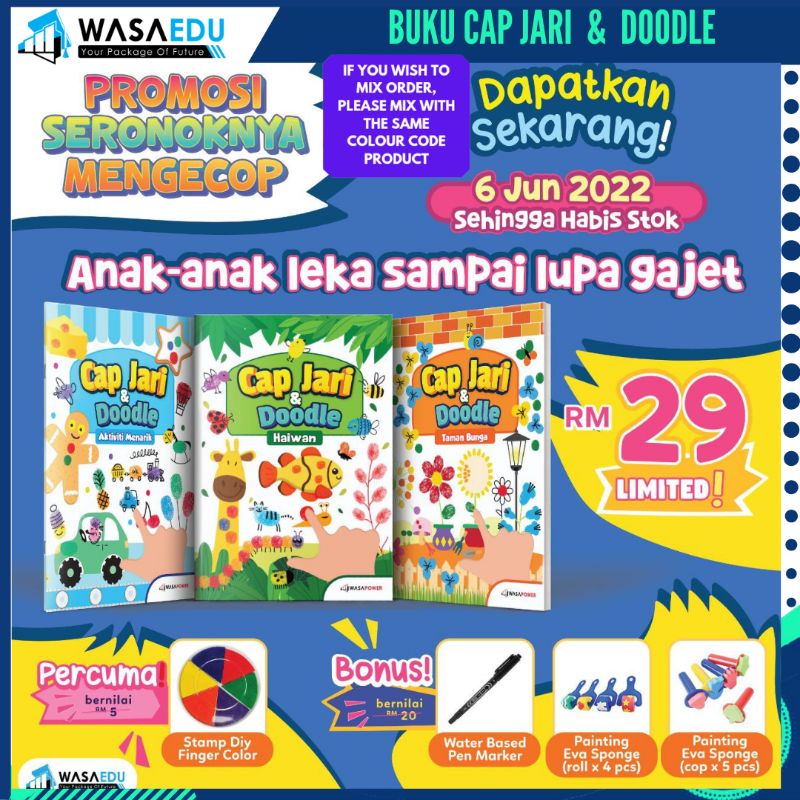 Cap Jari Dan Doodle Cop Buku Aktiviti Kanak Kanak Buku Cop Jari ...