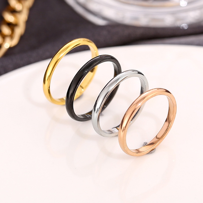 Japan and South Korea foreign trade simple titanium steel plain ring smooth ring female couple ring ring ring fine stainless steel ring tide jewelry