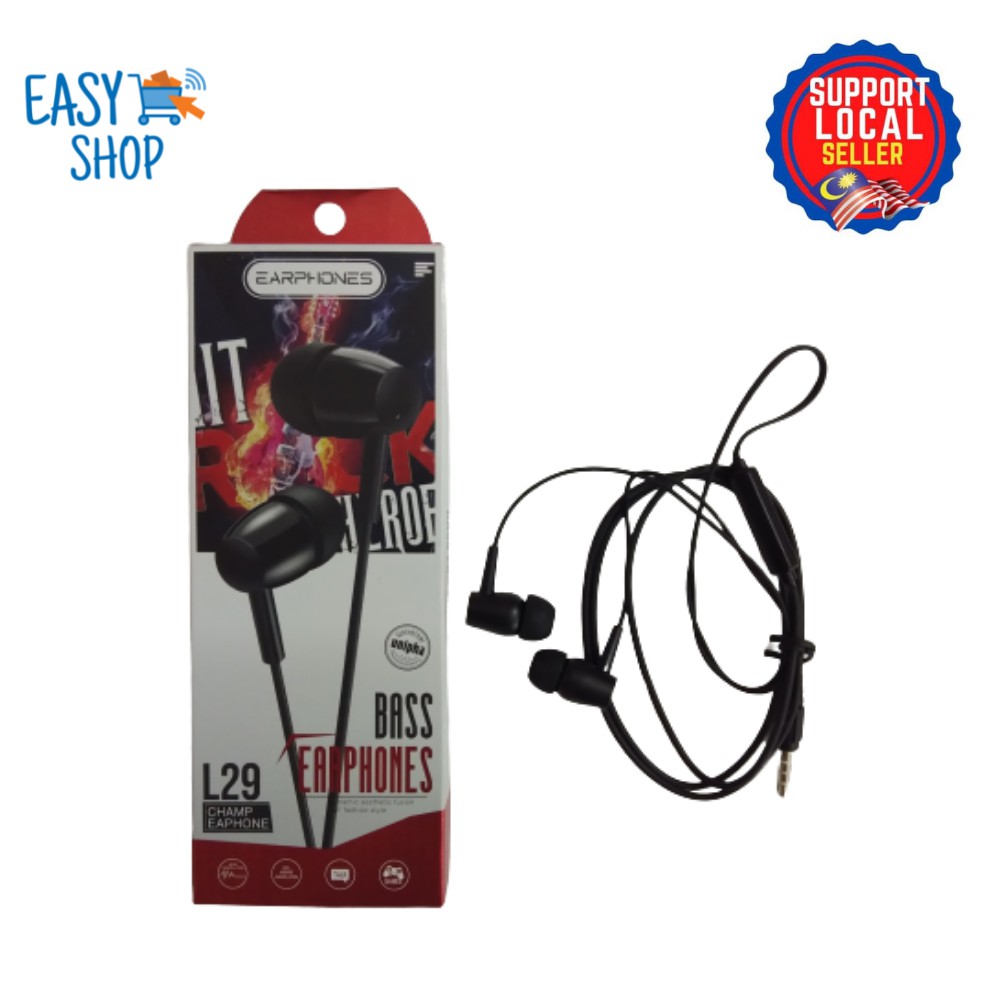 CHAMP EARPHONE L29 High Quality Music Earphone with Microphone 3.5mm Jack (1 set)