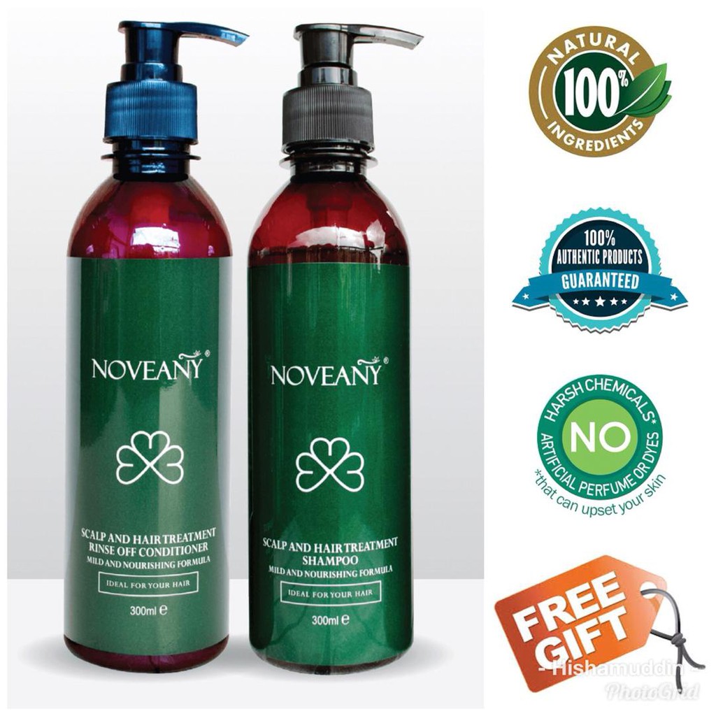 Noveany Natural Shampoo Set Hair Loss Dandruff Gugur Kelemumur