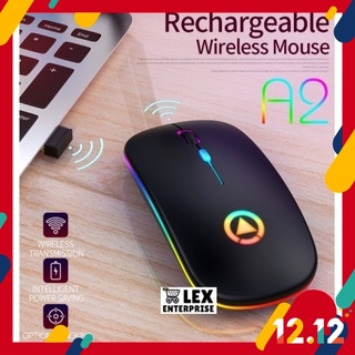 【Local】A2 Pro Rechargeable / Battery Wireless Mouse with RGB Gaming Lights | Silent 2.4Ghz Optical Slim Ergonomic Mouse