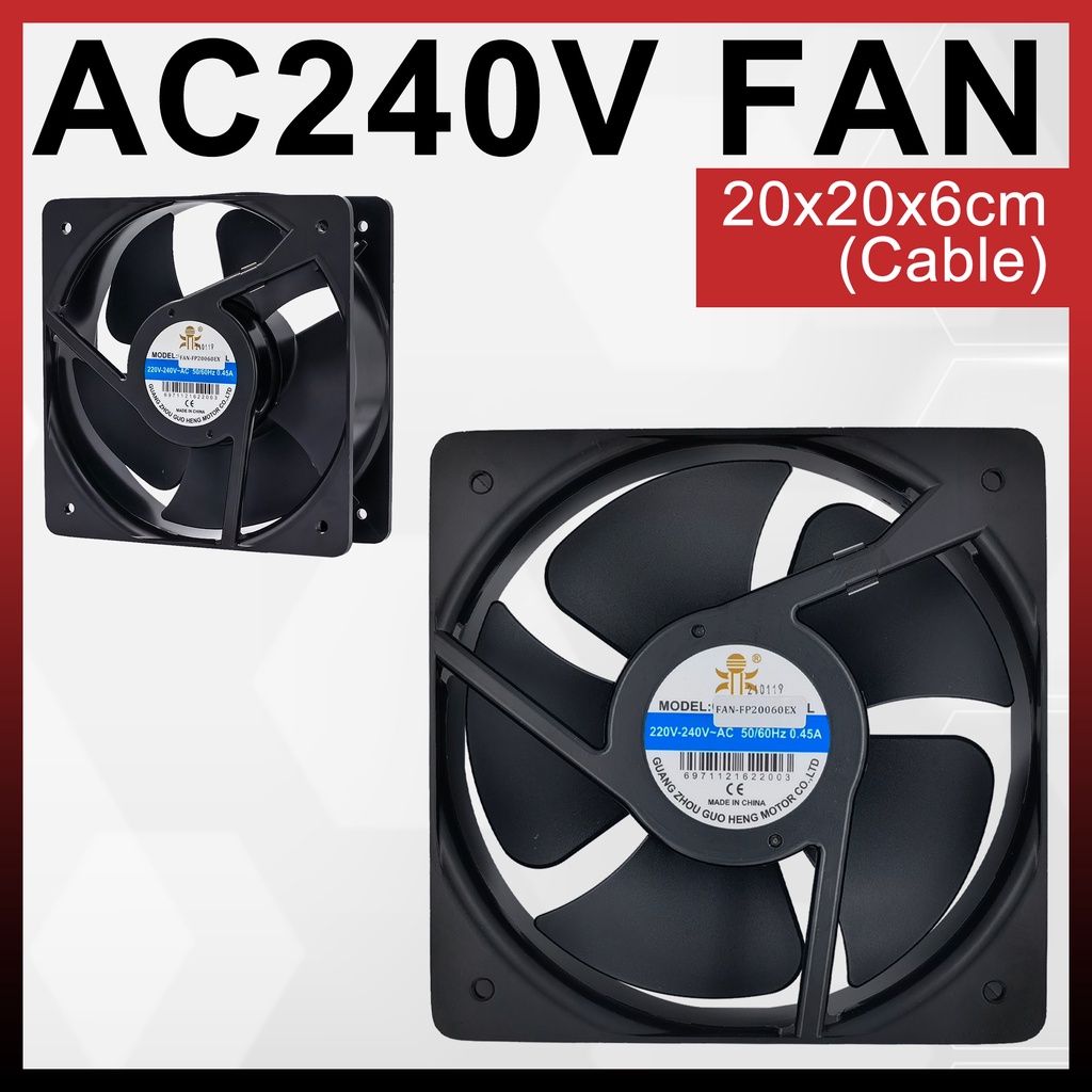 8inch AC Axial Fan / Cooling Blower AC240V Ball Bearing 5 BLADES ...