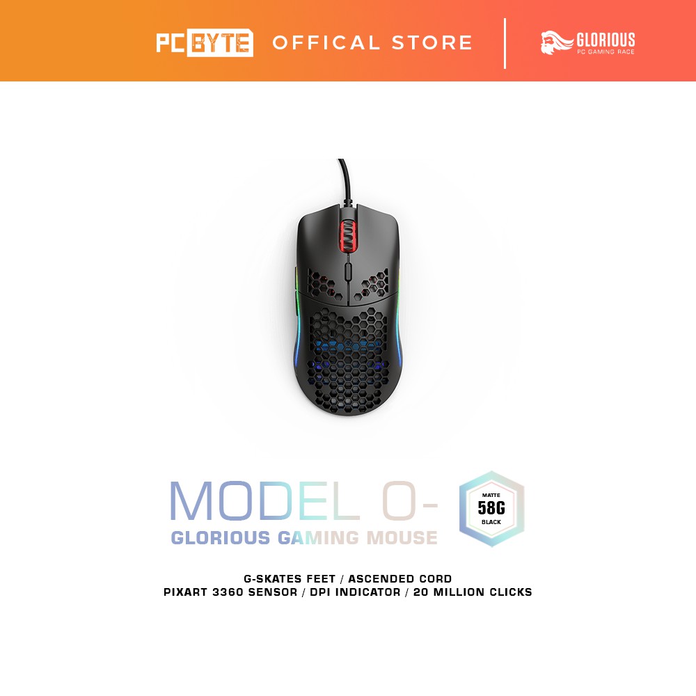 Glorious Model O Minus Lightweight Ambidextrous Gaming Mouse Matte Black Matte White Shopee Malaysia