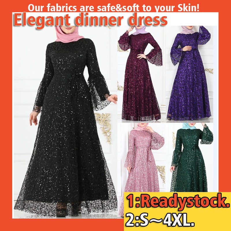 dress dinner muslimah plus size